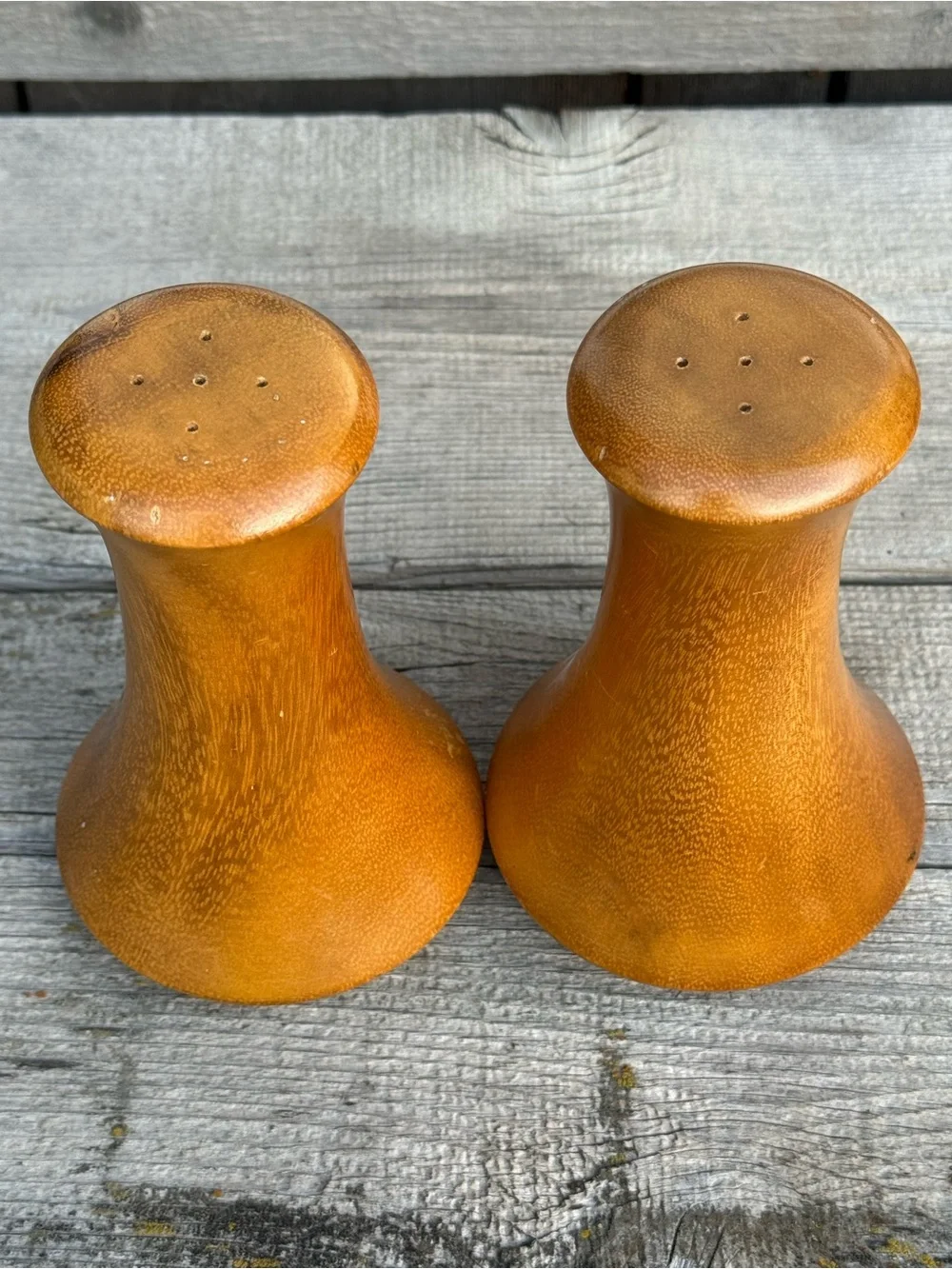 Vintage Classic MCM Hourglass Wooden Salt and Pepper Shakers Retro Dining